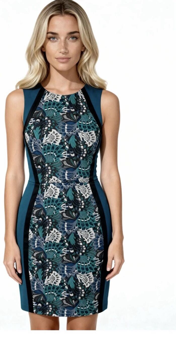 NWT ADELYN RAE WOMENS Blue CROTCHET DRESS SIZE Xs (AW24)